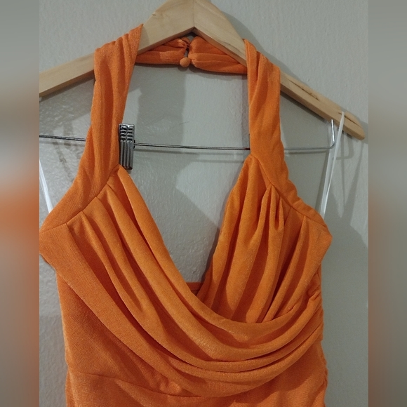 SHEIN BAE Halter Neck Backless Ruched Bodycon Dress - Picture 9 of 9